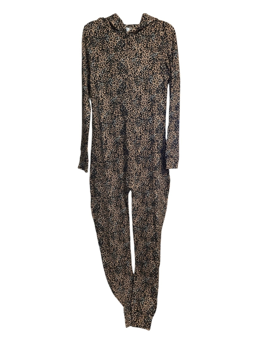 PINK Victoria's Secret Leopard Print Hooded Onesie - Black & Tan